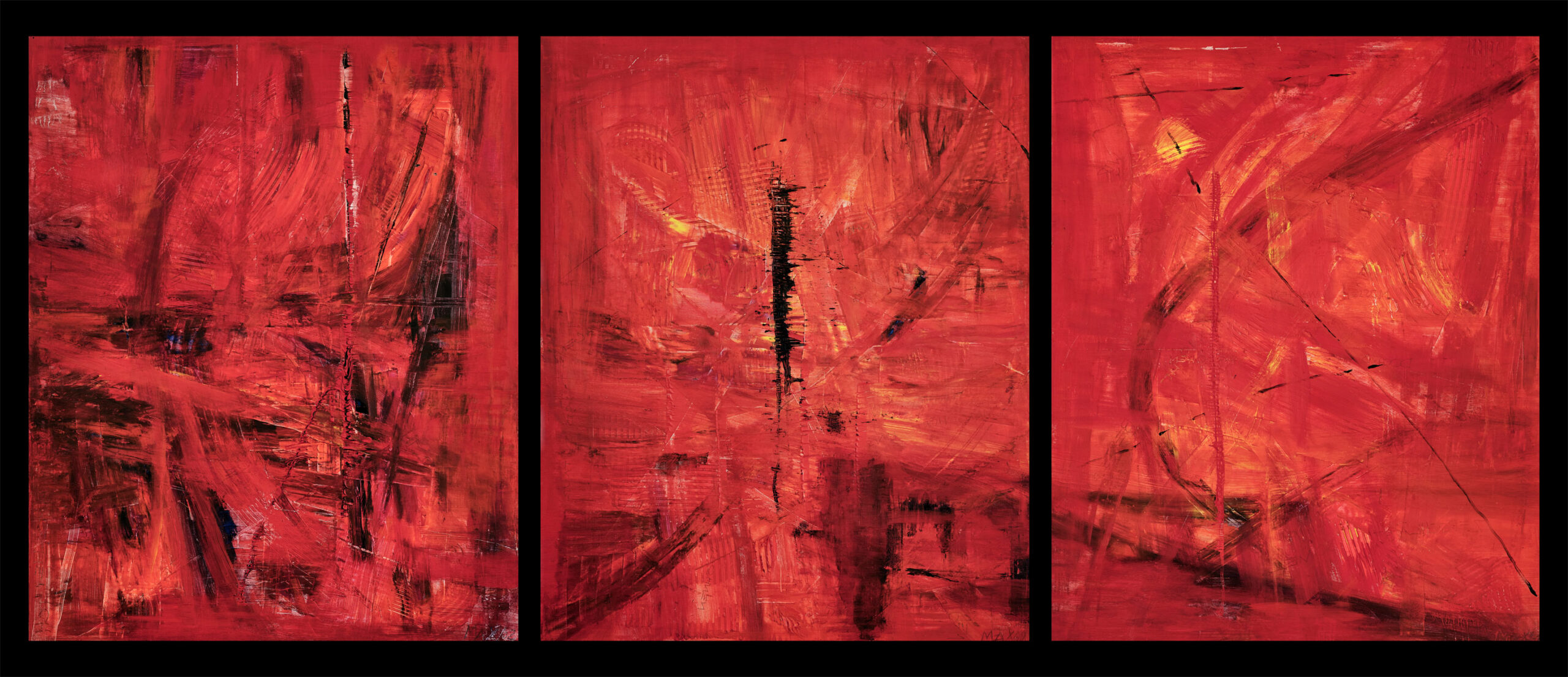 Oil Painting "Tribute to Ingeborg Part I" 2002, Tryptichon, 210x70cm by Marion Avanzini